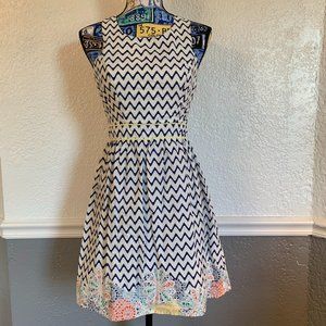 Chevron Fit and Flare Dress